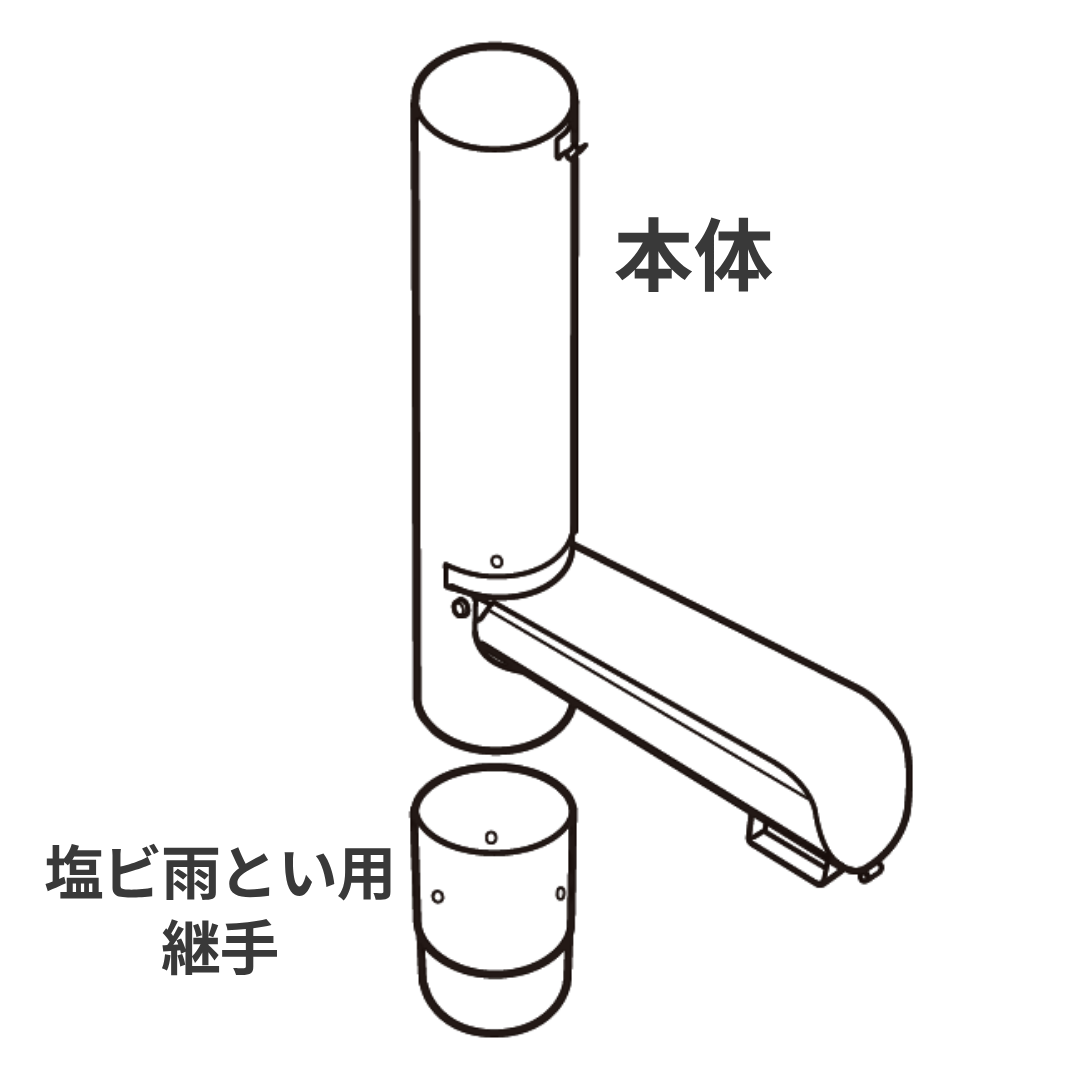 パッコン「塩ビ雨とい」用セット60φ用